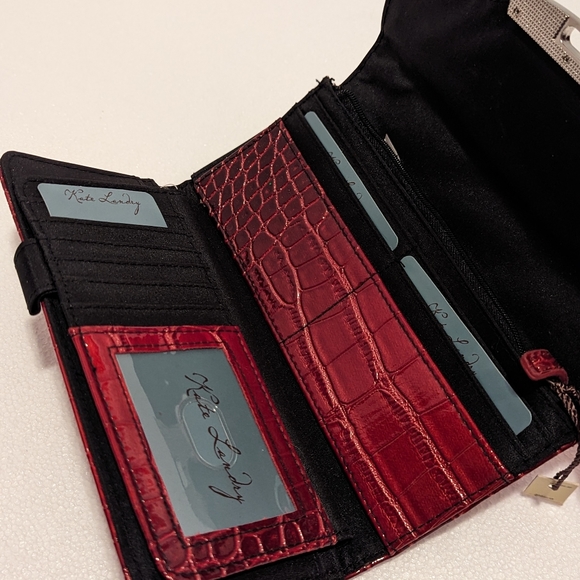 Kate Landry Red Croco Clutch Wallet - Picture 6 of 7